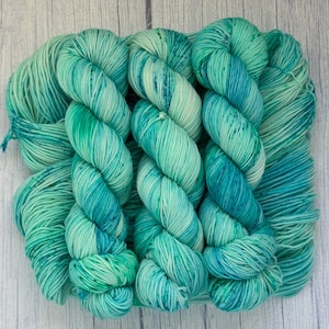 Mermaid Lagoon -  Hand Dyed Yarn, Indie Dyed Yarn, Turquoise, Green, Pastel, Variegated, Speckled Wool, DK, Fingering, Merino, Sock,