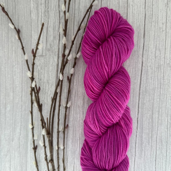 First Time in Forever - Indie, Hand Dyed Yarn, Pink, Magenta, Tonal-Semi-solid, DK, Fingering, Merino, Sock