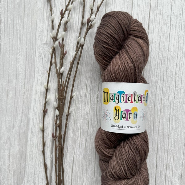 Indie Dyer Jones, Hand Dyed Yarn, Brown, Earth-tone yarn, rich brown yarn, soft, squishy, Semi-Solid, Wool, DK, Fingering, Merino, Sock,