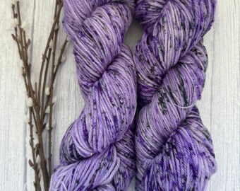 Tentacle 2.0, Hand Dyed Yarn, Indie Dyed Yarn, Purple, Black, Speckled, DK, Fingering, Merino, Sock,