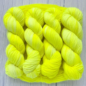 Pineapple Whip, Hand Dyed Yarn, Indie Dyed Yarn, Yellow, Neon Yellow, Highlighter Yellow, Wool, DK, Fingering, Merino, Sock,