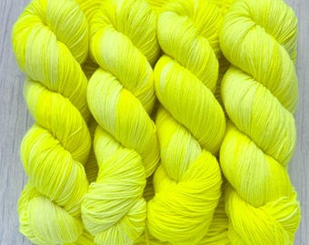 Pineapple Whip, Hand Dyed Yarn, Indie Dyed Yarn, Yellow, Neon Yellow, Highlighter Yellow, Wool, DK, Fingering, Merino, Sock,