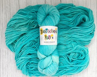 Sultan’s Daughter, Hand Dyed Yarn, Indie Dyed Yarn, Turquoise, Blue, Semi-Solid Tonal, Wool, DK, Fingering, Merino, Sock, Knitting, Crochet
