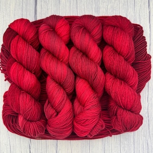 Mermaid Hair, Hand Dyed Yarn, Indie Dyed Yarn, Red, Tonal Red, Semi-Solid Tonal, Wool, DK, Fingering, Merino, Sock,