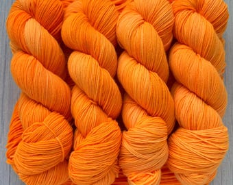 Anxiety, Hand Dyed Yarn, Indie Dyed Yarn, Orange, Neon Orange, Wool, DK, Fingering, Merino, Sock,