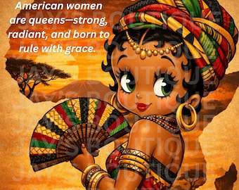 Regina afroamericana Betty Boop PNG (download digitale)