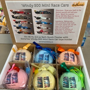 Race Car Bath Bomb Set: Surprise Toy Inside, Kids Gift (6-Pack)