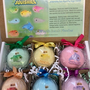 Sea Squishies 6-pack XL 5.5 oz Bath Bomb Gift Set for Kids