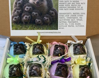 Large Six Little Hedgehogs 12-pack XL 5.5 oz Bath Bomb Gift Set for Kids