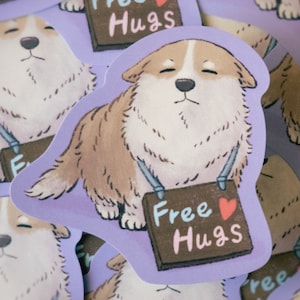 Sticker knuffel corgi gratis | Waterflessticker van Corgi met staart, virtuele knuffel van Silly Dog, Corgi-cadeaus voor Corgi-moeder, Japans briefpapier
