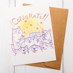 Corgi gefeliciteerd kaart, grappige wenskaart, Corgi cadeaus voor Corgi moeder, grappige kunst van Corgi, schattige hond wenskaart