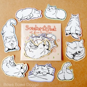 Paquete de pegatinas: Corgis acogedores / pegatinas de papel para diario, pegatinas para colorear, lindos y divertidos corgis con cola, regalo para amantes de los perros