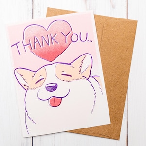 Cartão de agradecimento Corgi, Cartão de felicitações engraçado, Presentes Corgi para a mãe Corgi, Arte engraçada de Corgi, Cartão de felicitações de cachorro fofo