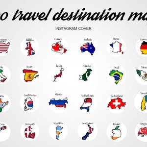 Couvertures de surbrillance Instagram | TÉLÉCHARGEMENT IMMÉDIAT | de 200 cartes de destinations de voyage | Image de marque sur les réseaux sociaux | IG esthétique