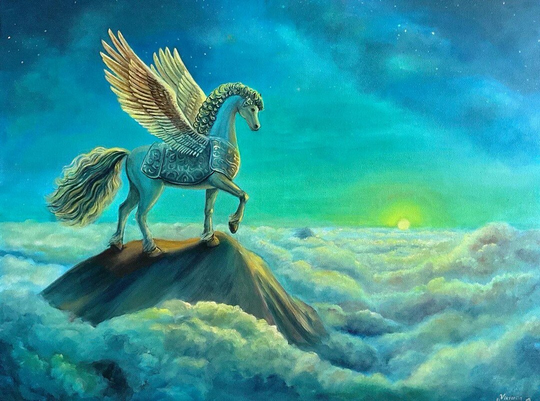 Majestic Pegasus – Original Oil Painting, Mythical Horse Wall Art - Etsy