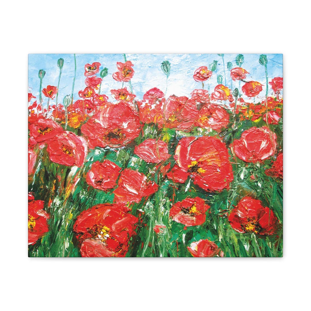 Fine Art Print Red Poppy Field Canvas | Stretched Wall Art, Floral ...