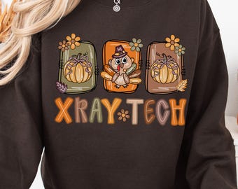 Xray Tech Thanksgiving Sweatshirt, Radiology Department Thanksgiving Shirt, Rad Tech Preppy Long Sleeves, Thankful Radtech V-Neck Shirts