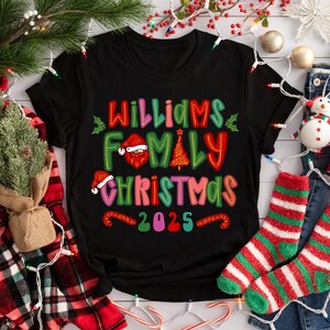 Personalized Family Matching Christmas Shirts, Custom Family Group Tshirt, Customized Christmas Crew T-Shirt, Xmas Family Matching 2025 Tees