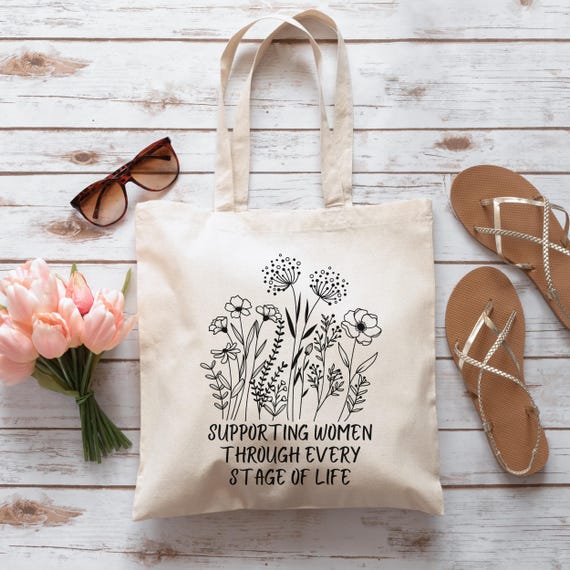 Obgyn Tote Bag, Wildflower Ob-Gyn Canvas Bag, Motivational Floral Tote Bag, Women's Health Inspirational Bag, Positive Vibes Reusable Bag