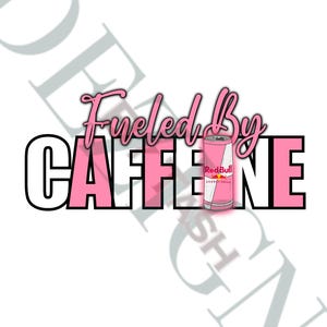 Impulsado por la cafeína PNG / Diseño digital para amantes de las bebidas energéticas / Diseño de camiseta inspirado en Red Bull / Adicto a la cafeína PNG, Archivo de sublimación, Humor