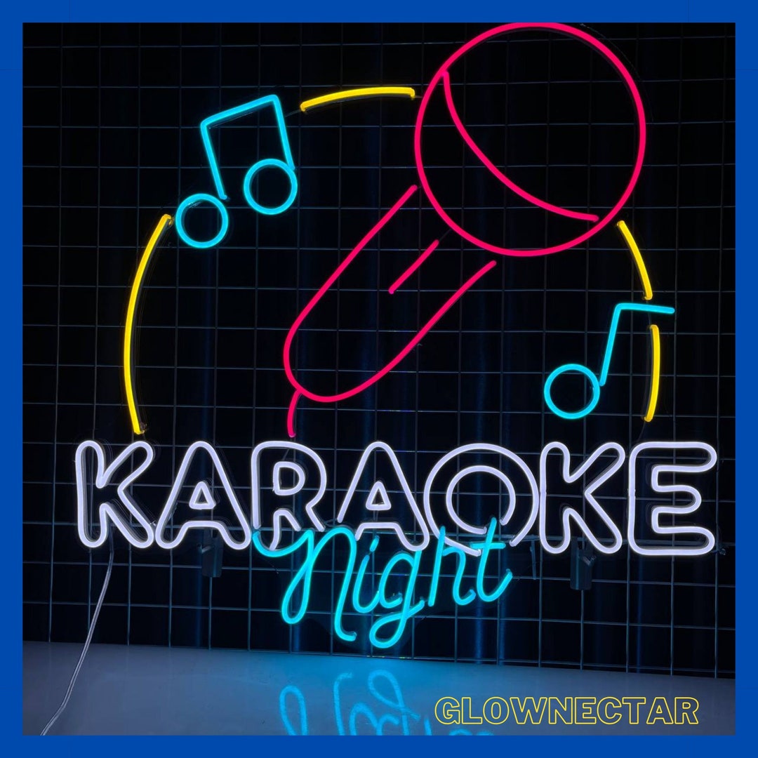 Karaoke Night Neon Light, Karaoke Night Led Sign, Microphone Neon Sign