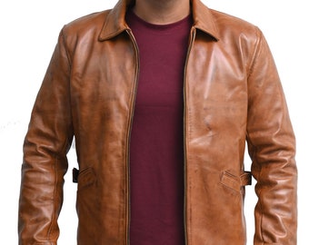Heren bruin leren jack