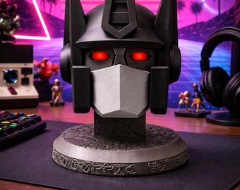 Nemesis Prime Helmet Bust 11.5” – 3D Printed PLA Transformers Inspired Statue – Game Room Decor – Sci-Fi Fan Art Gift