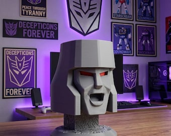 Megatron Inspired Bust 3D Printed Decepticon Leader Figure 6" PLA – Game Room Decor – Sci-Fi Fan Art Gift