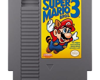 Retro NES Cartridge Wall Art – 8x8 Inch Nintendo Inspired Game Decor – Gamer Room Wall Hanging – 3D Printed PLA Art - Super Mario Bros. 3