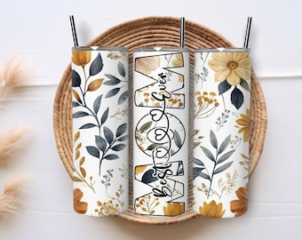 Skinny Tumbler - Best Mom Ever with Flowers - 20oz Stainless-Steel, Gift, Mother's Day Gift, MOM