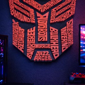 3D Printed Autobots Names Plaque • Personalized Wall Decor • Kids Room Name Sign • Geek Room Decor • Custom Font & Color • Made to Order