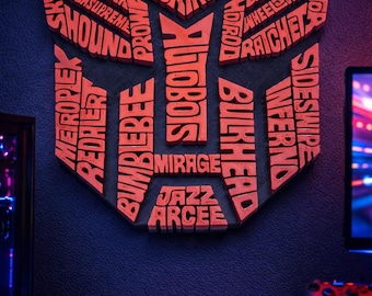 3D Printed Autobots Names Plaque • Personalized Wall Decor • Kids Room Name Sign • Geek Room Decor • Custom Font & Color • Made to Order