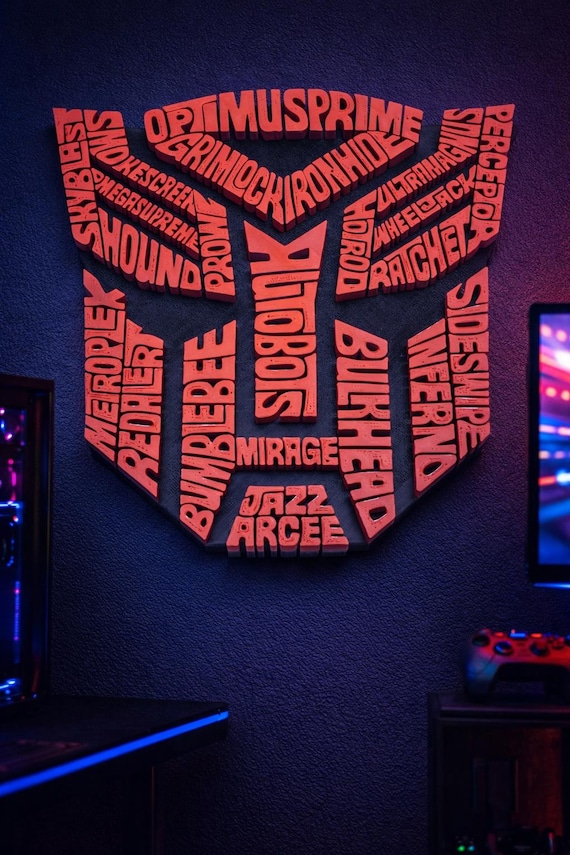 3D Printed Autobots Names Plaque • Personalized Wall Decor • Kids Room Name Sign • Geek Room Decor • Custom Font & Color • Made to Order