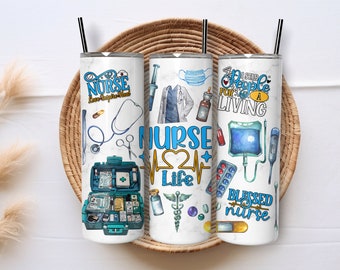 Skinny Tumbler, Nurse Life Line, 20oz Stainless-Steel Tumbler, Gift, Nurse, Medic, Paramedic