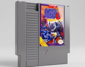 Retro NES Cartridge Wall Art – 8x8 Inch Nintendo Inspired Game Decor – Gamer Room Wall Hanging – 3D Printed PLA Art - Mega Man 3