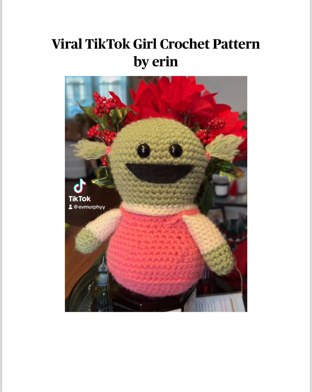 Viral Crochet Tiktok Girl Crochet Pattern Etsy Uk