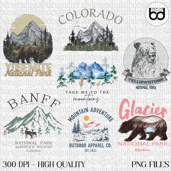 Nature's Masterpieces: Breathtaking National Parks Sublimation Bundle | Digital Download | Clipart