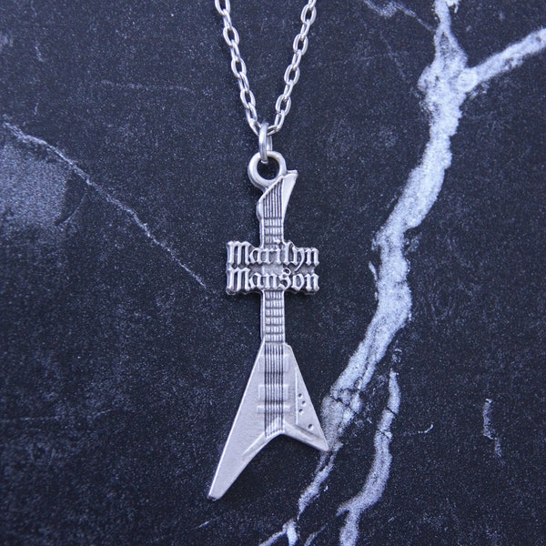 Marilyn Manson Electro Guitar Necklace - For Women and Men - Different Chain Types - Gift