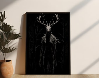 Black And White Art Wendigo 2 Wall Art | Fantasy Art | Wall Art | Printable Poster | Wall Decor | High Quality Print | Digital Download Only