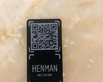 May include: Black card with a QR code, the text "HENMAN ONLY FOR MEN" and a phone number +374944494246.