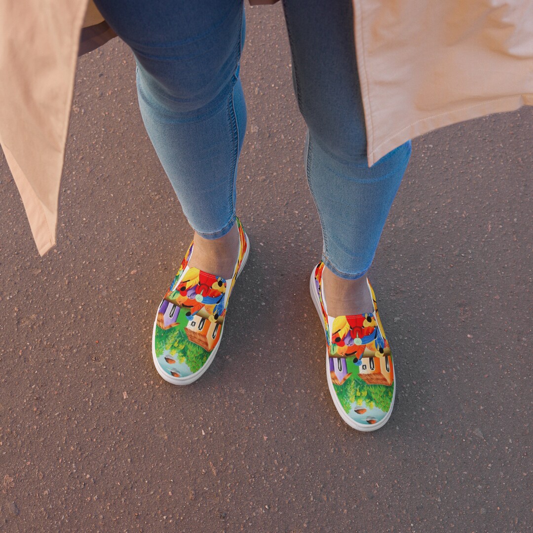 Floral Orange Tribe - Women’s slip-on canvas shoes