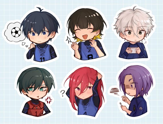 Yoichi Isagi, Meguru Bachira, Seishiro Nagi, Hyoma Chigiri, Rin Itoshi – Stiker koleksi Blue Lock