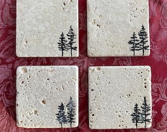 Custom travertine coasters