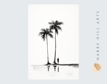 Neutral Decor Palm Tree Print Tropical Beach Print Beach Wall Art Coastal Decor Tropical Wall Decor Printable Palm Trees Digital Art Print