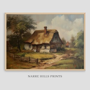 Country Cottage Wall Art Printable Watercolor Oil Painting Vintage Farmhouse Decor Cottage Core Decor Antique Art Vintage Wall Art Prints