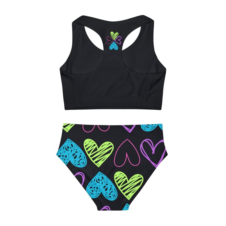 Neon Heart Girls Two Piece Swimsuit AOP - Etsy