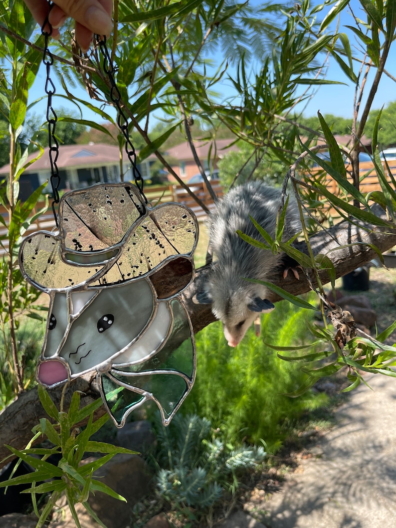 CUSTOM Stained Glass Possum Benefits Wildlife Rehab Etsy