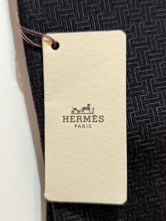 Hermes Heavy Woven 100% Silk Tie 333999T Black Ho… - image 7