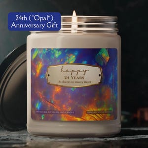 Beautiful 24th Anniversary Gift Opal-Design Candle 24 Years Opal Anniversary Gift for Husband Gift for Wife Gift for Couple Gift for Her Him