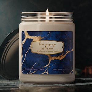 Beau cadeau 25e anniversaire saphir bleu Bougie 25 ans saphir cadeau d'anniversaire pour mari Cadeau pour femme Cadeau couple elle lui